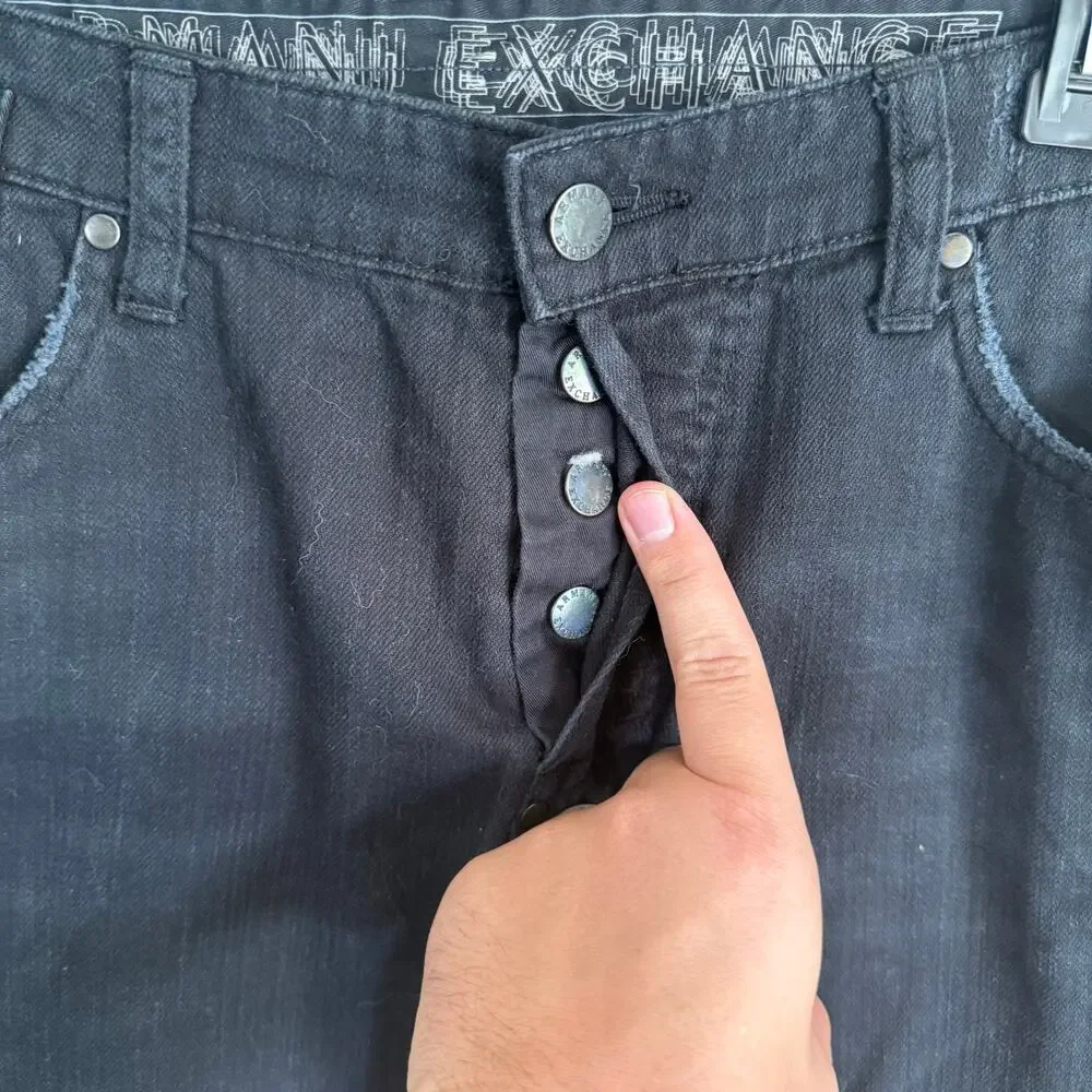Men’s 33 Black Armani Exchange Preppy Grunge Casual Normcore Wide Leg Jeans